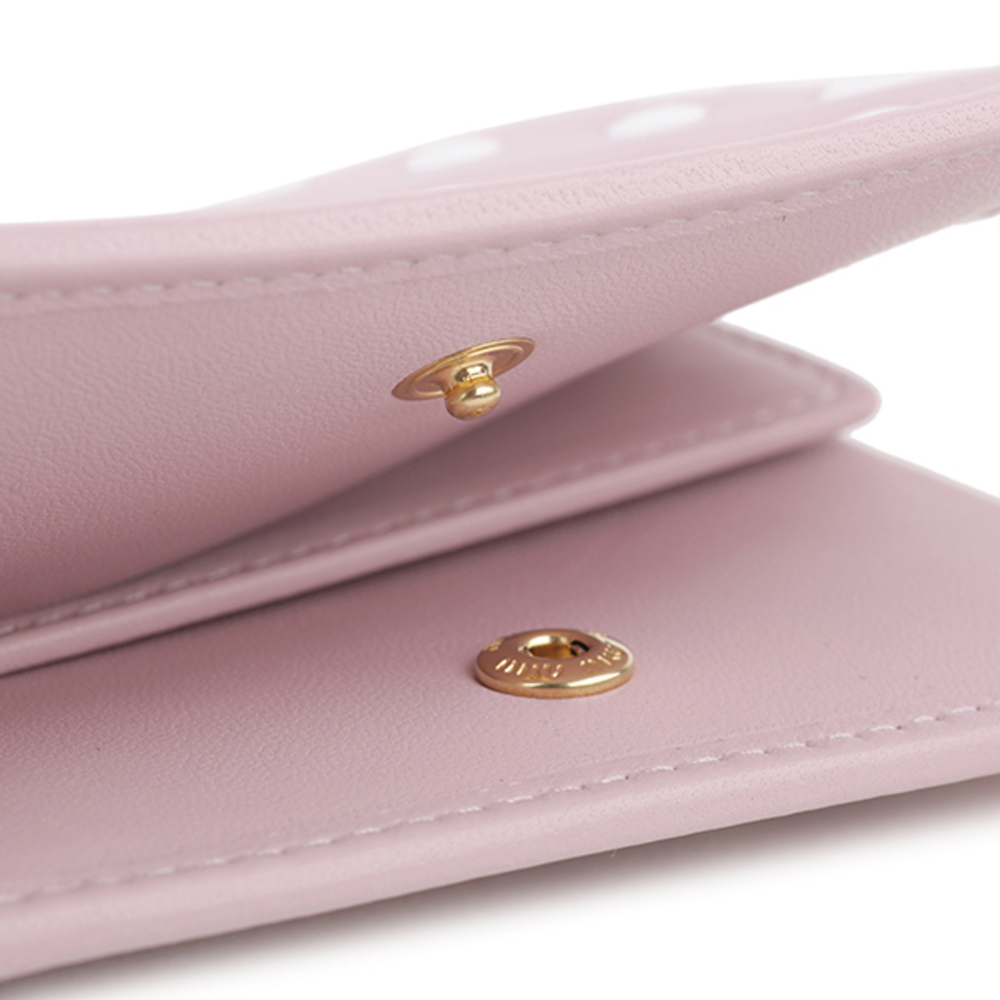 Miu Miu Bifold Wallet Dot Studs Pink White - image 8